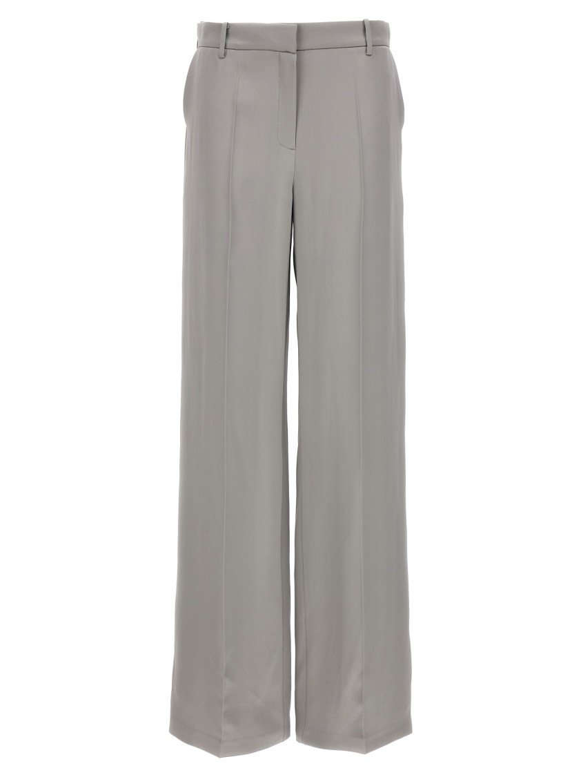 Magda Butrym Satin Straight Leg Pants With Central Crease In Gray