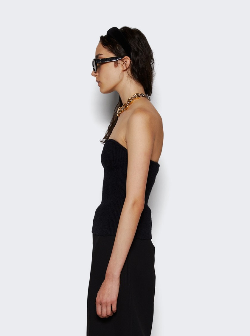 Wardrobe.nyc Textured Rib Knit Bandeau With Heart-shaped Neckline In Black