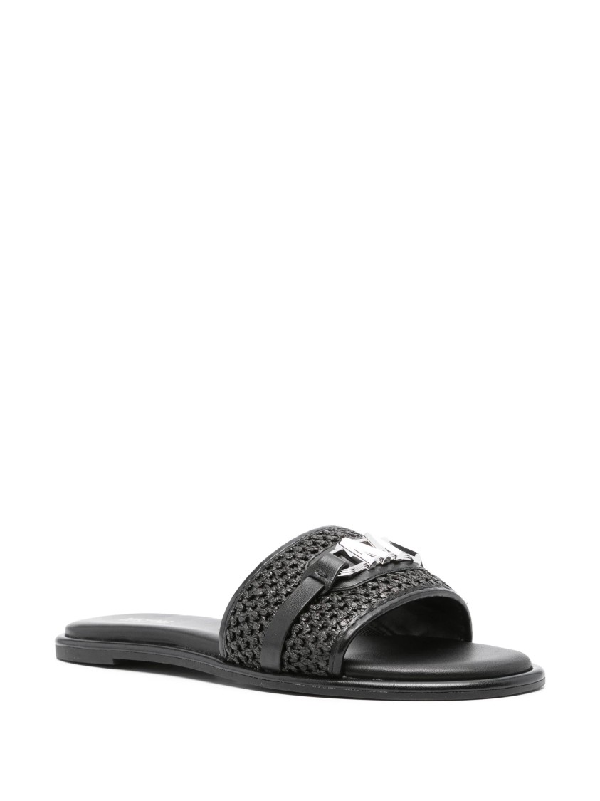 Michael Kors Woven Upper Mules With Metallic Accent In Black