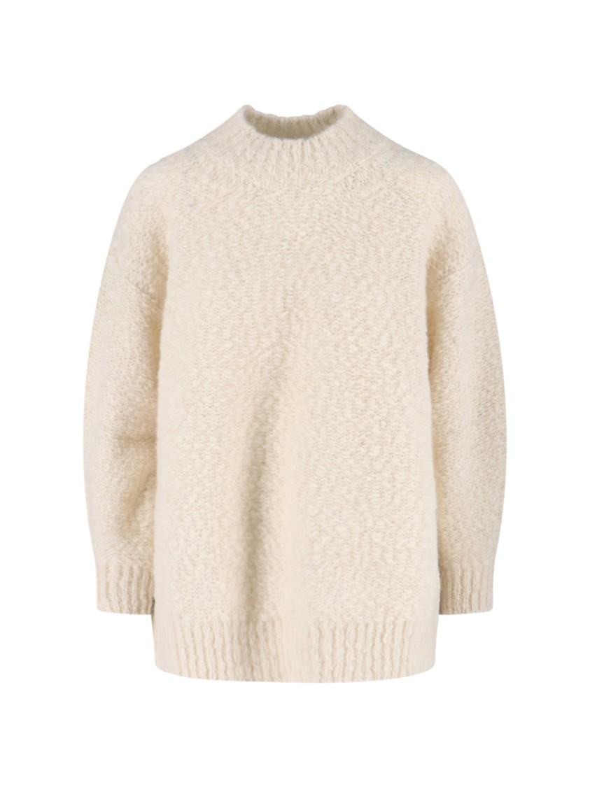 Isabel Marant Relaxed Fit High Neck Sweater With Longer Hem In Neutral
