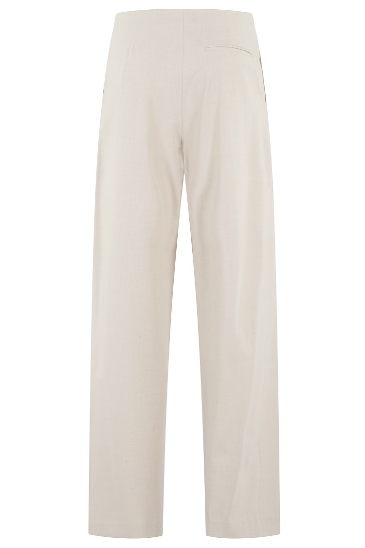 Isabelle Blanche Sand Wide-leg Pants With Central Button In Neutral