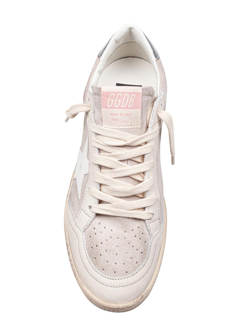 Golden Goose Ball Star Sneakers In Suede And Leather In Neutral