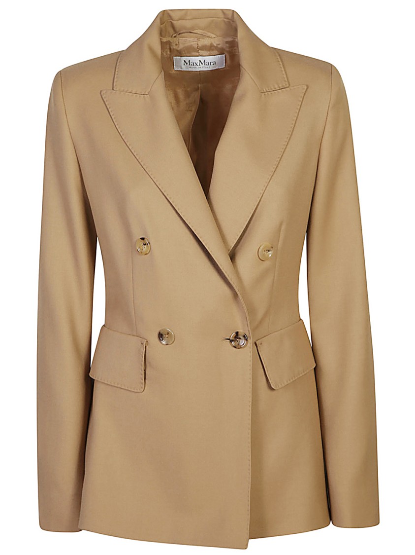 Max Mara Cotton Crepe Double Breasted Jacket In Brown