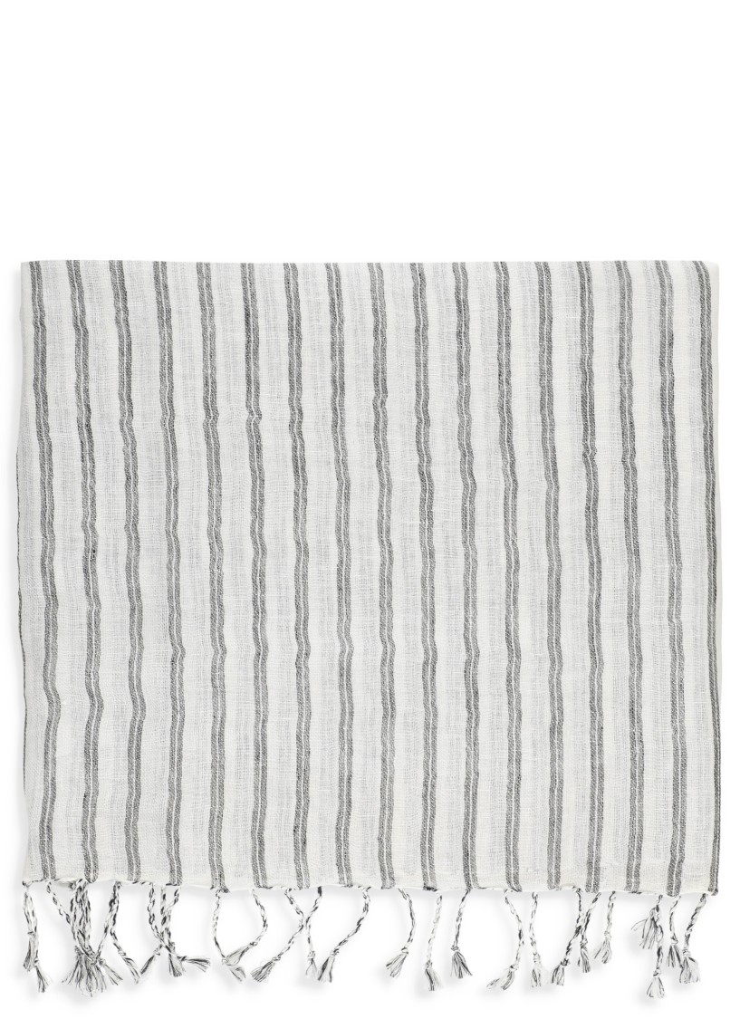 Brunello Cucinelli Sparkling Striped Double Knit Scarf In White