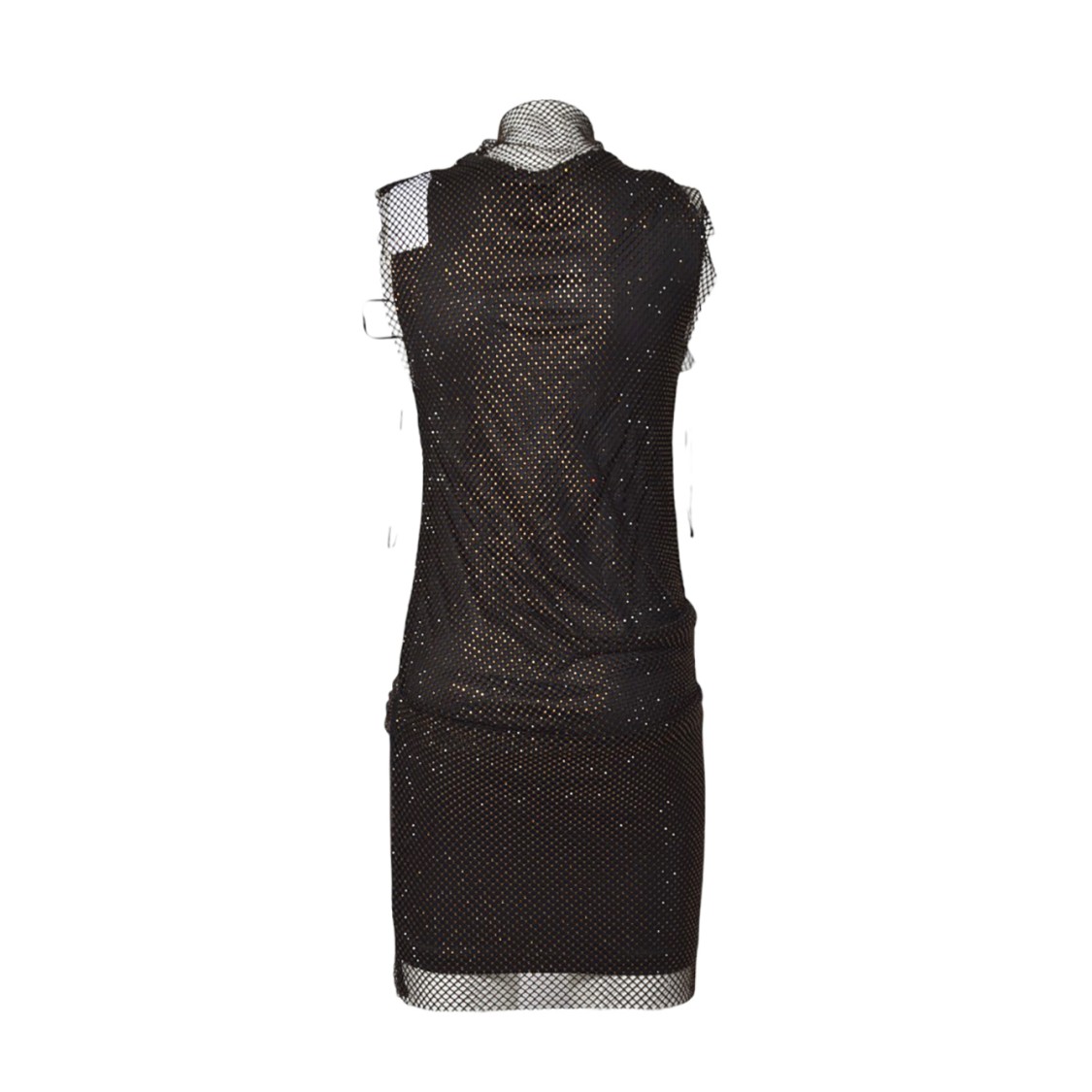 Sportmax Fitted Mini Dress With Textured Mesh Overlay In Black