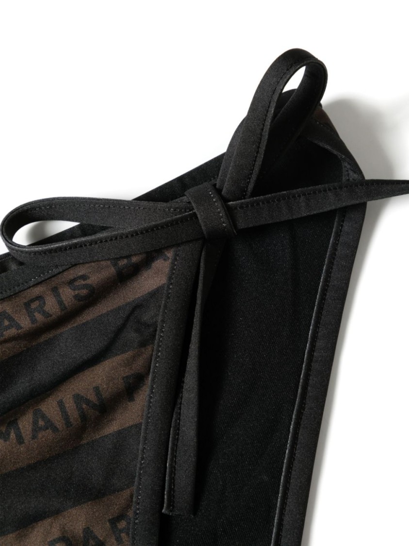Balmain Multicolour Triangle Bikini With Adjustable Ties In Black