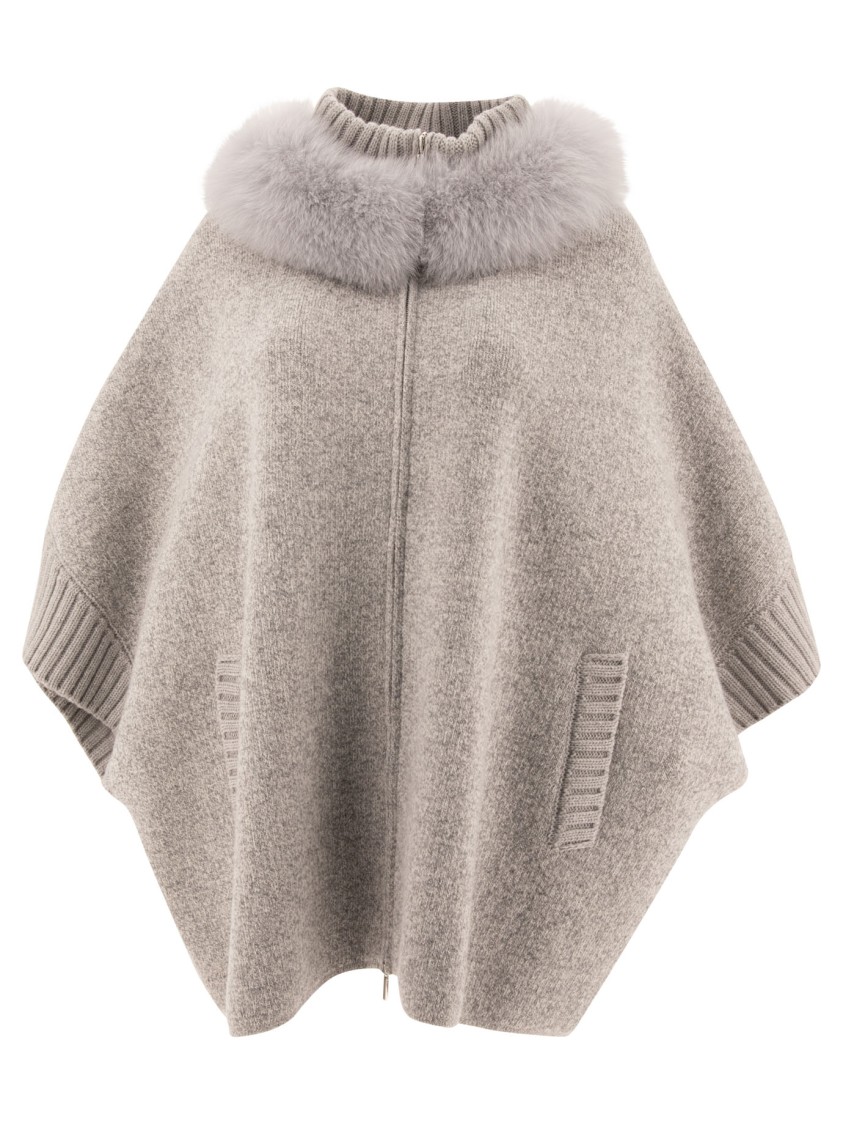 Giovi Wool And Cashmere Poncho For Women In Gray