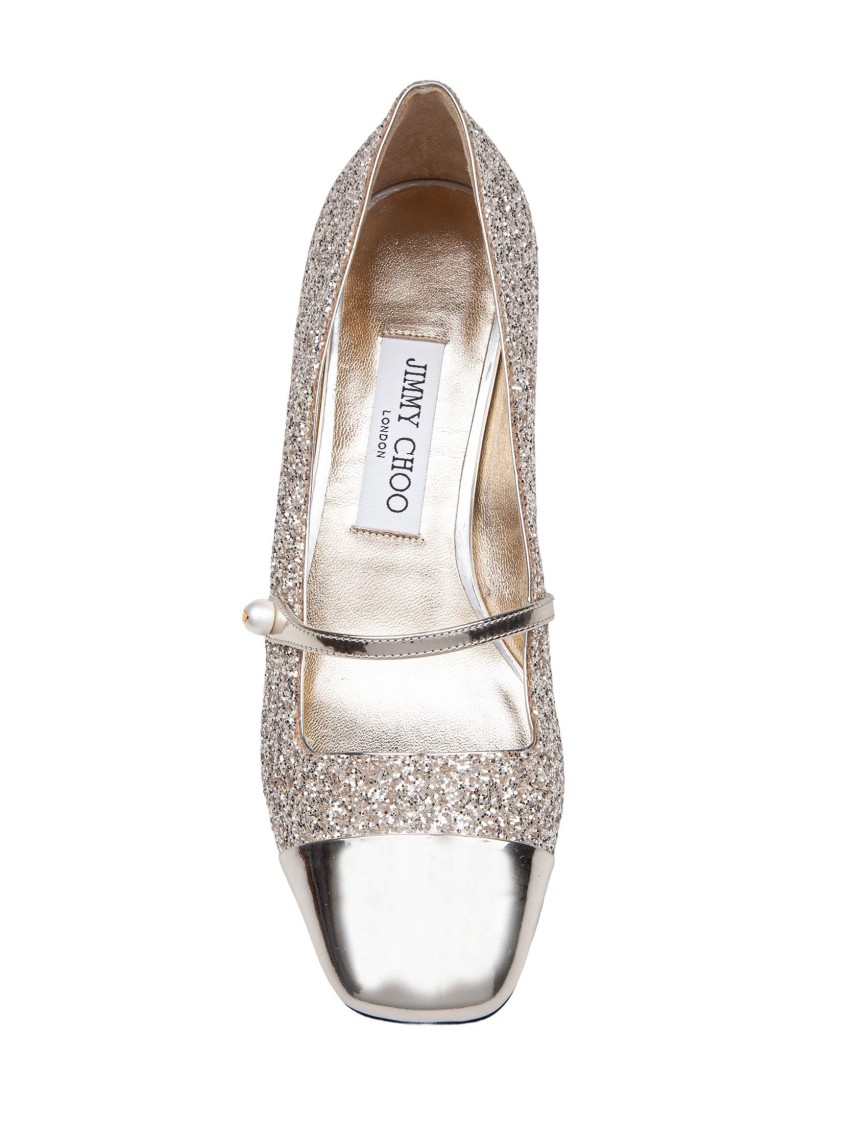 Jimmy Choo Glitter And Laminated Leather Pumps Color Gold And Sand In Gold