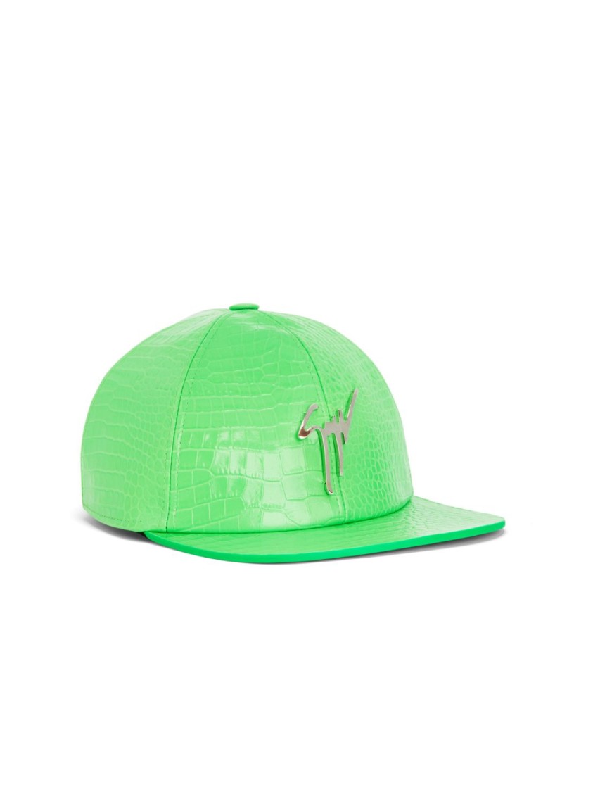 Giuseppe Zanotti Cohen Signature Logo Leather Baseball Cap In Green