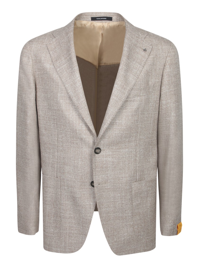 TAGLIATORE TAGLIATORE TAILORED BEIGE BLAZER WITH NOTCH LAPEL