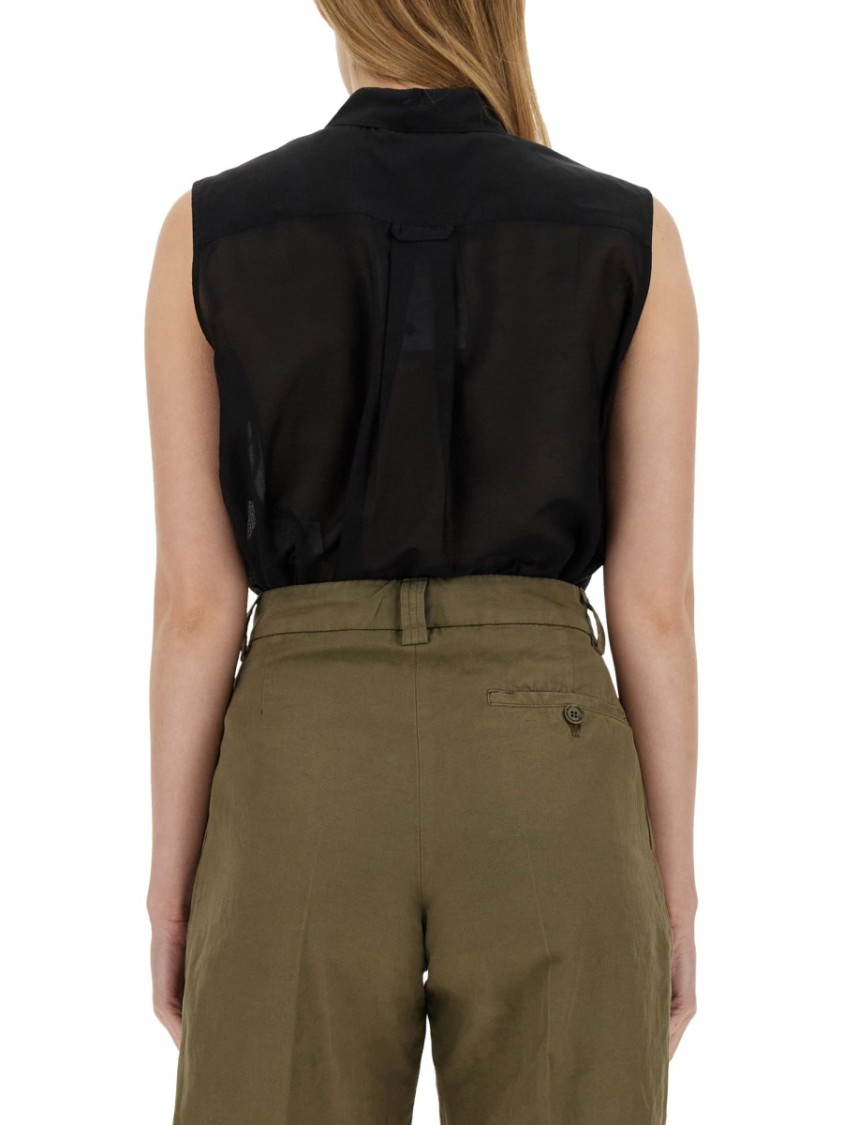Aspesi Sleeveless Silk Blend Shirt In Black
