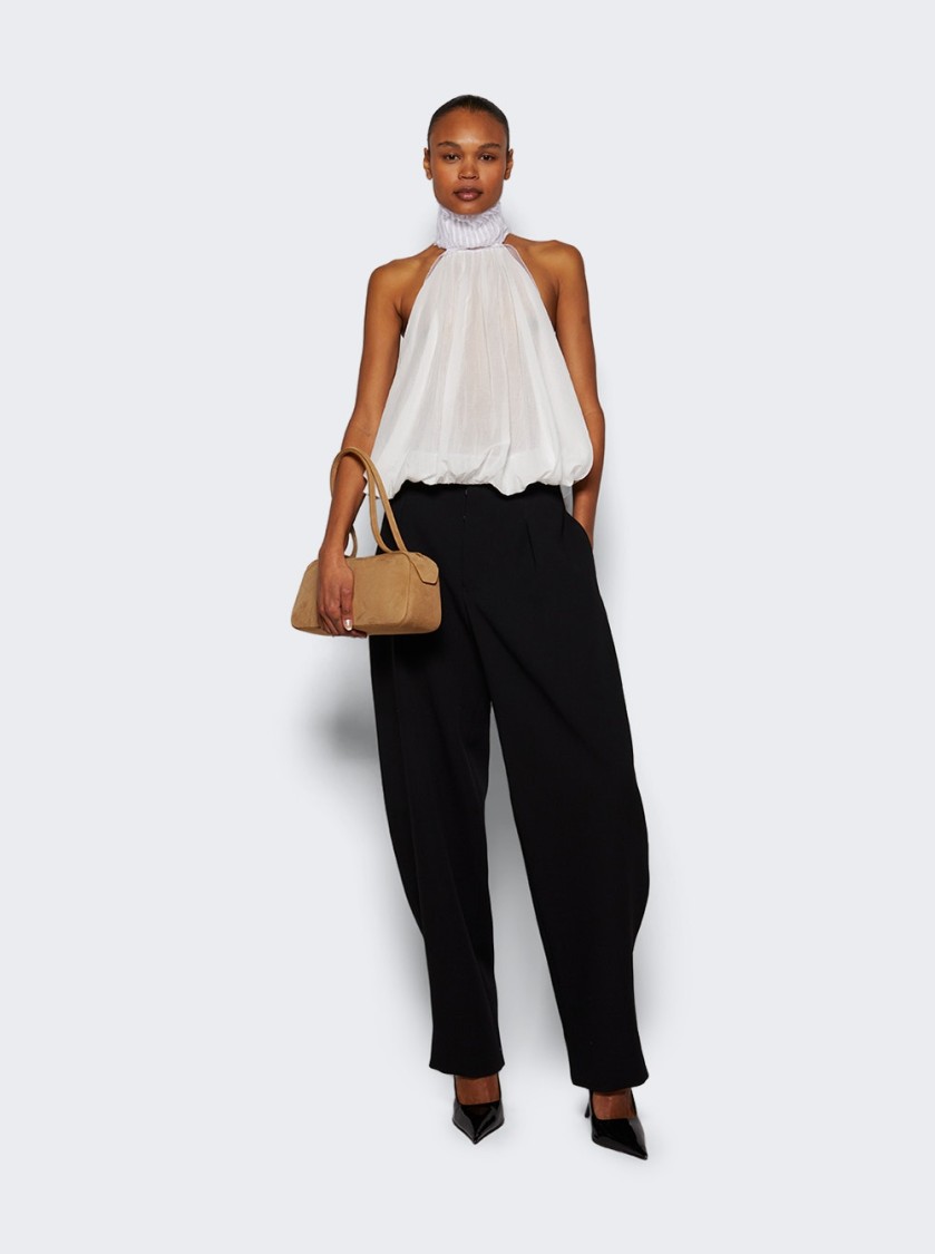 Khaite Sleek Suede Kid Leather Shoulder Bag In Neutrals