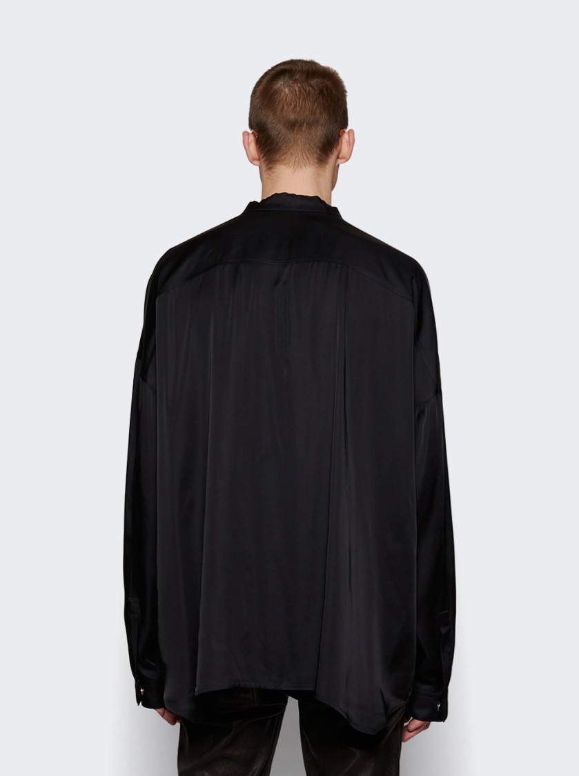 Rick Owens Oversized Snap Collar Faun Shirt Black In Black