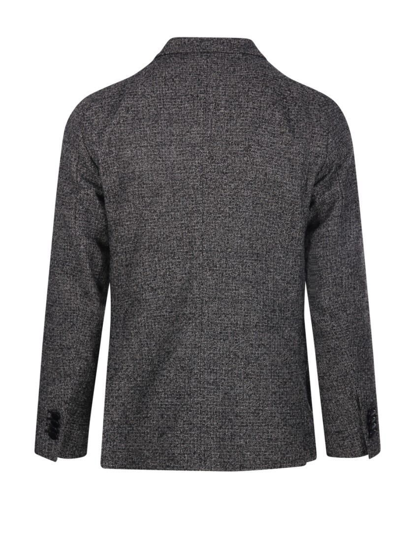 Shop Tagliatore Double-breasted Tailored Jacket With Textured Finish In Grey
