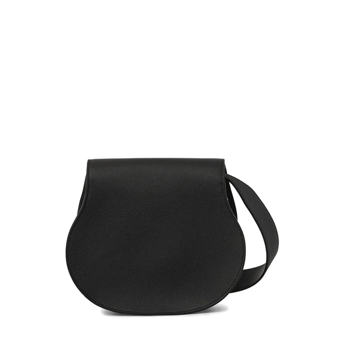 Chloé Curved Design Black Calf Leather Marcie Saddle Bag In Black