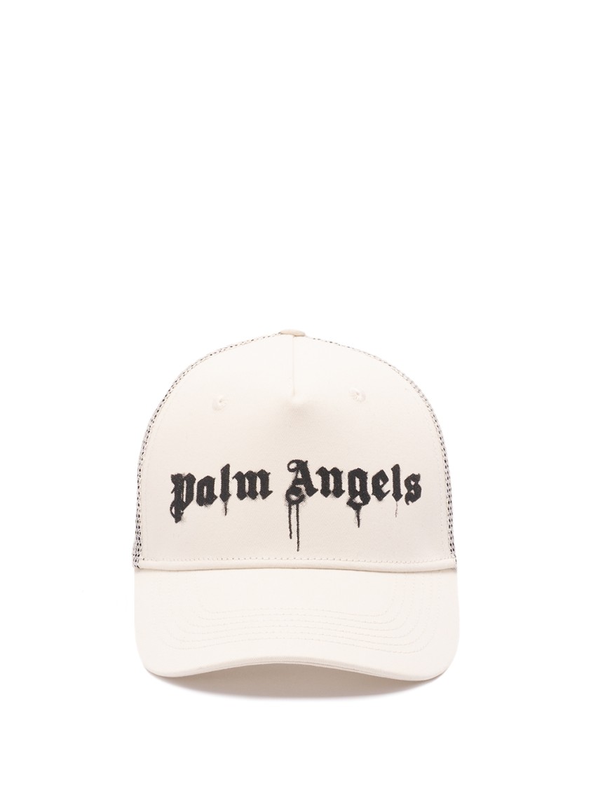 Palm Angels `spray Logo` Trucker Cap In Neutral