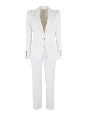 セットアップ Elisabetta Franchi Cropped White Suit With Classic Blazer Elisabetta Franchi Cropped White Suit With Classic Blazer