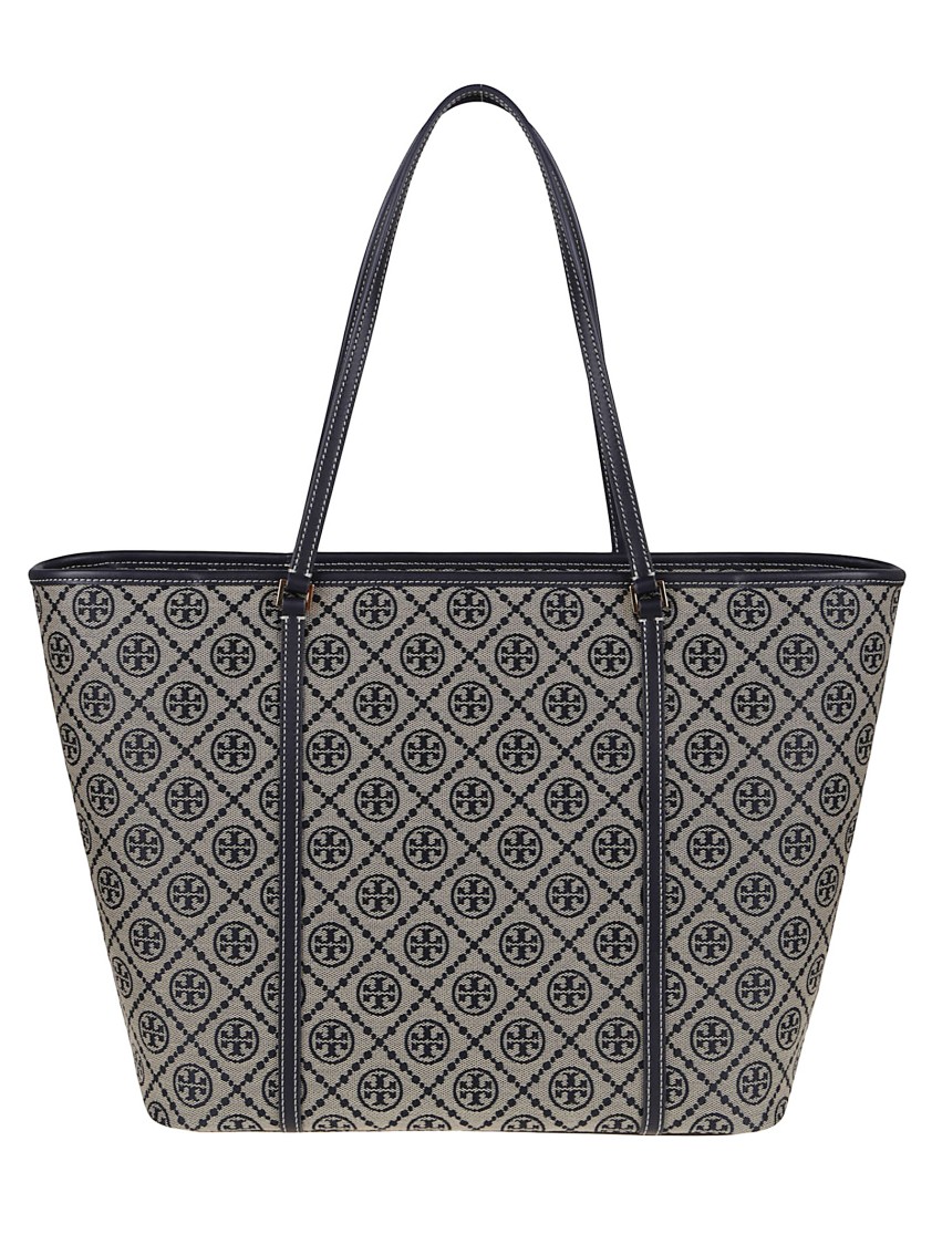 Tory Burch Geometric Patterned Shopper Bag With Sturdy Handles In Gray