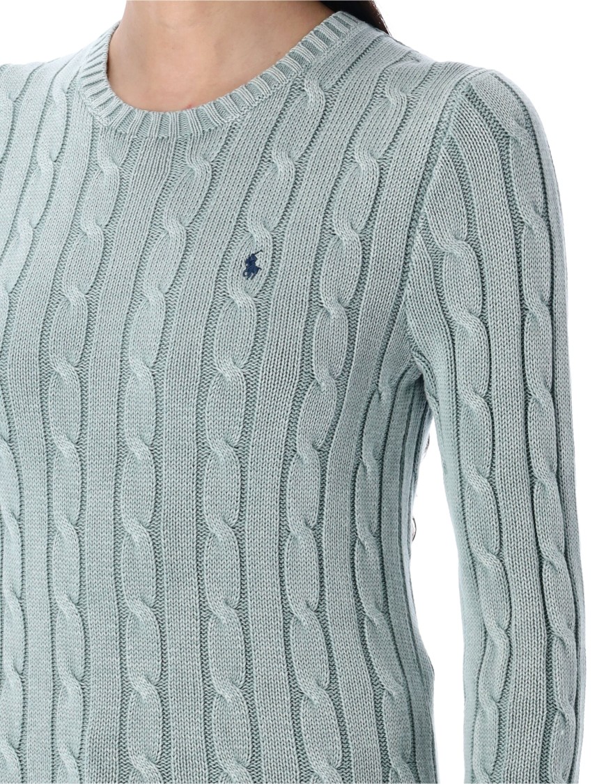 Shop Polo Ralph Lauren Cable-knit Cotton Crewneck Jumper