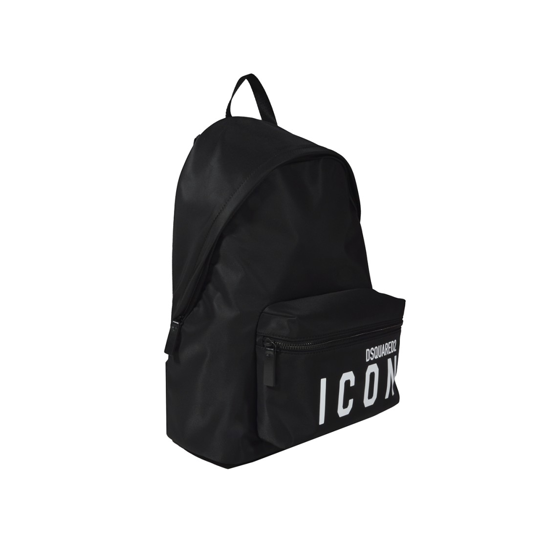 Dsquared2 Glossy Black Nylon Backpack With Logo Print In Black
