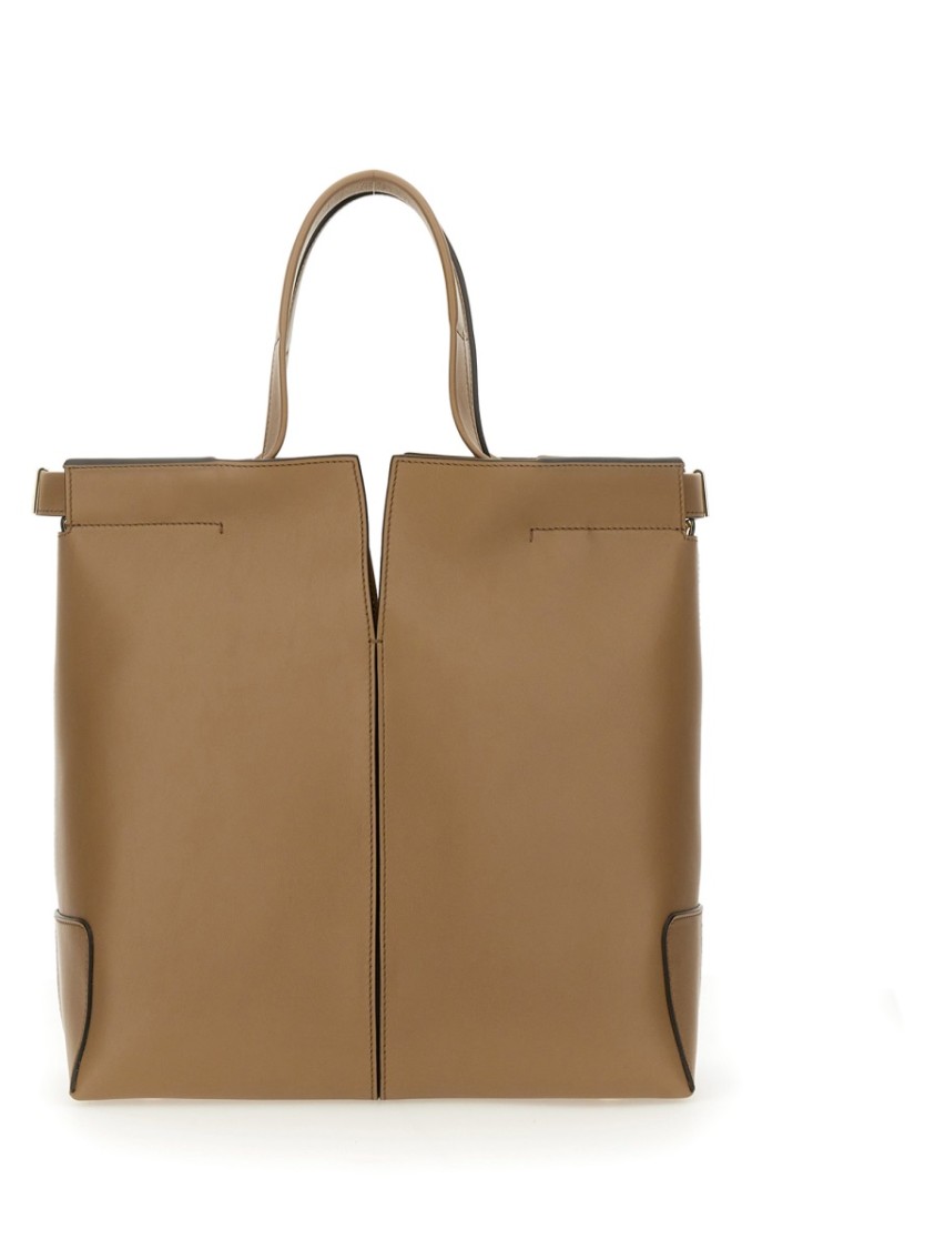 Tod's Structured Brown Calfskin Shoulder Bag In Brown