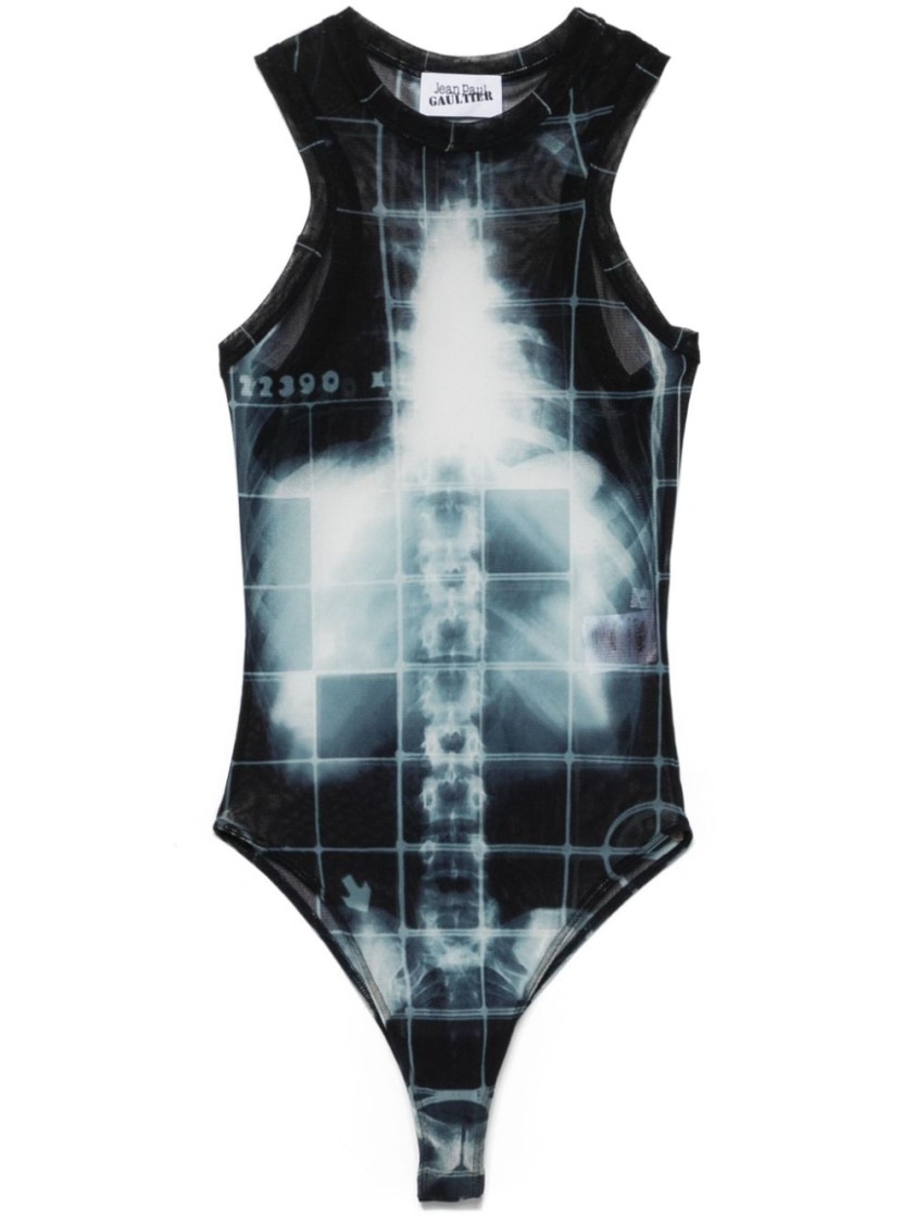 Shop Jean Paul Gaultier Crew Neck Bodysuit In Grey