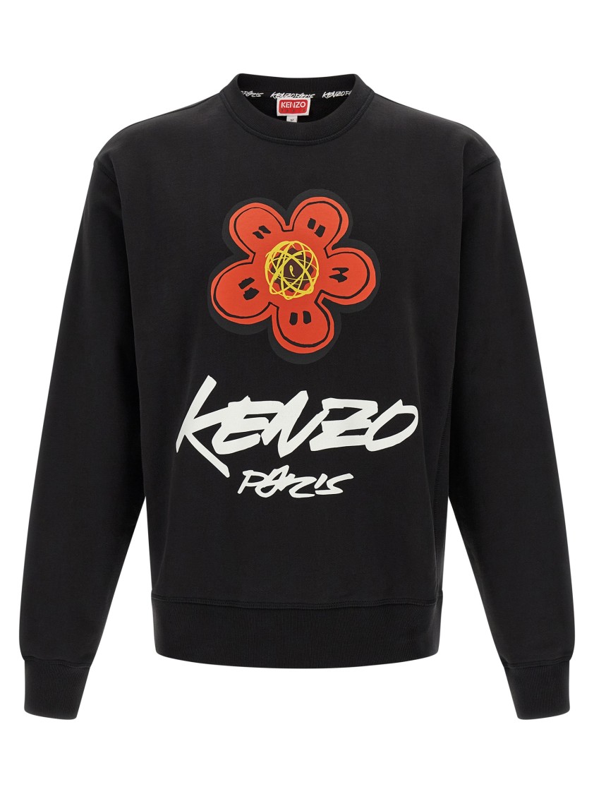 Kenzo Bold Floral Graphic Sweatshirt With Signature Logo In Black