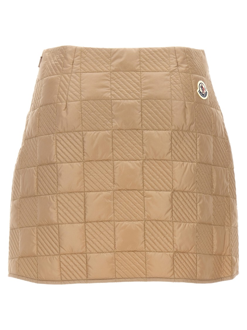 Moncler High-waisted Quilted Mini Skirt In Brown