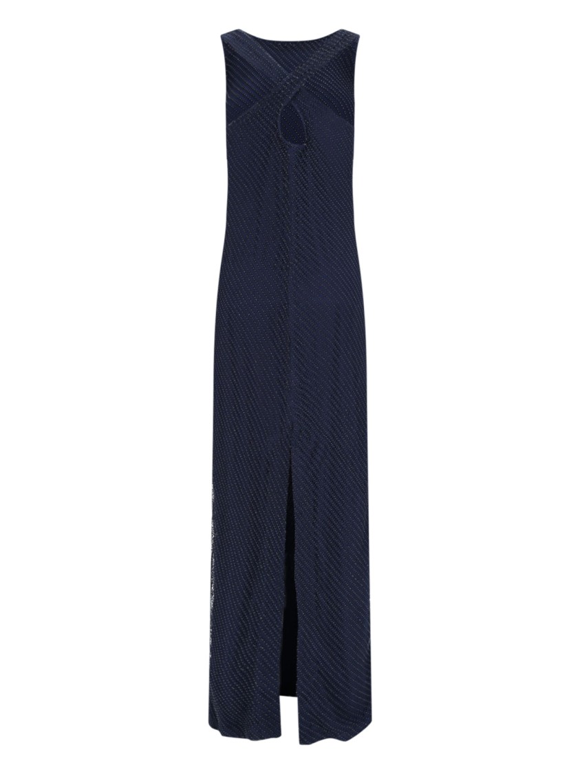 Shop Polo Ralph Lauren Maxi "zakaria" Studded Dress – Navy In Blue