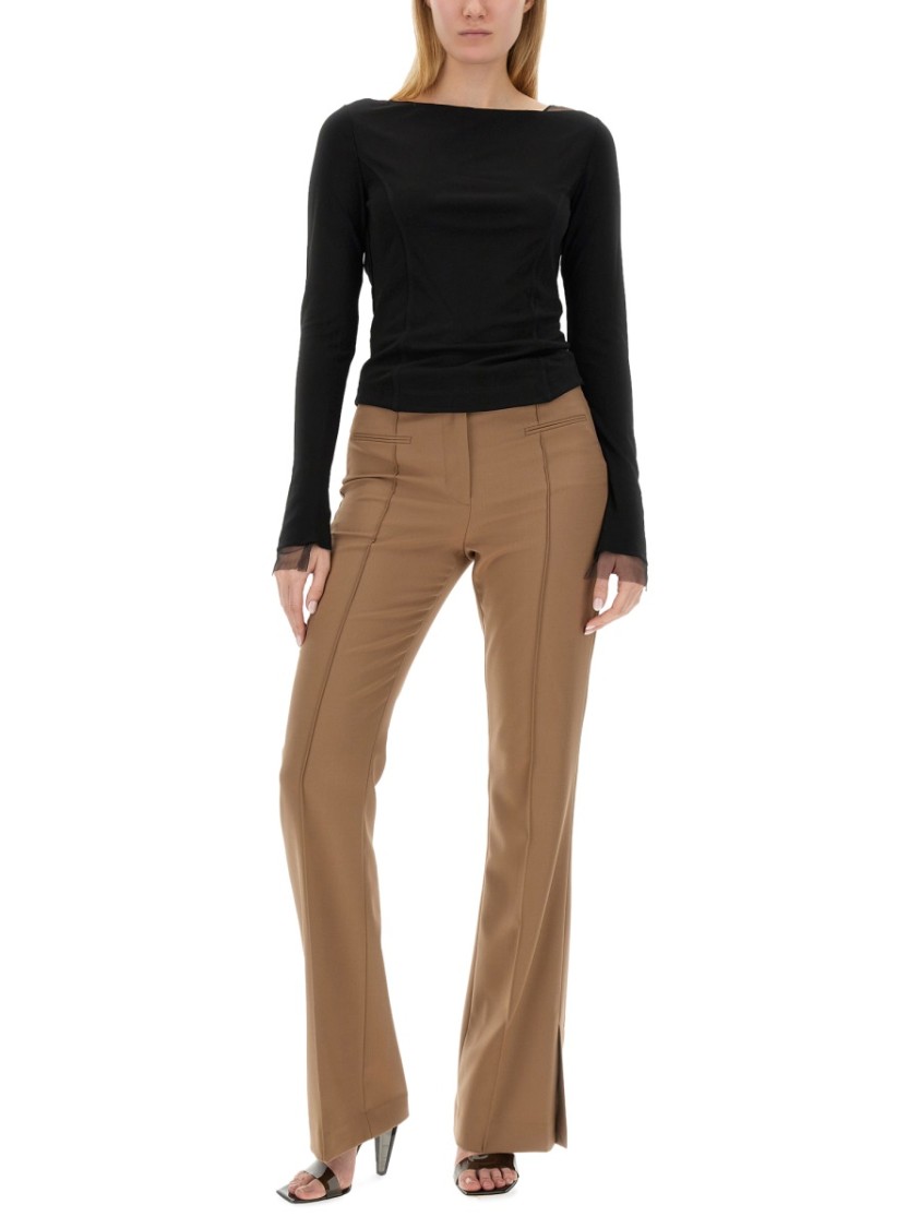 Shop Helmut Lang Boot Cut Slim Fit Pants In Brown