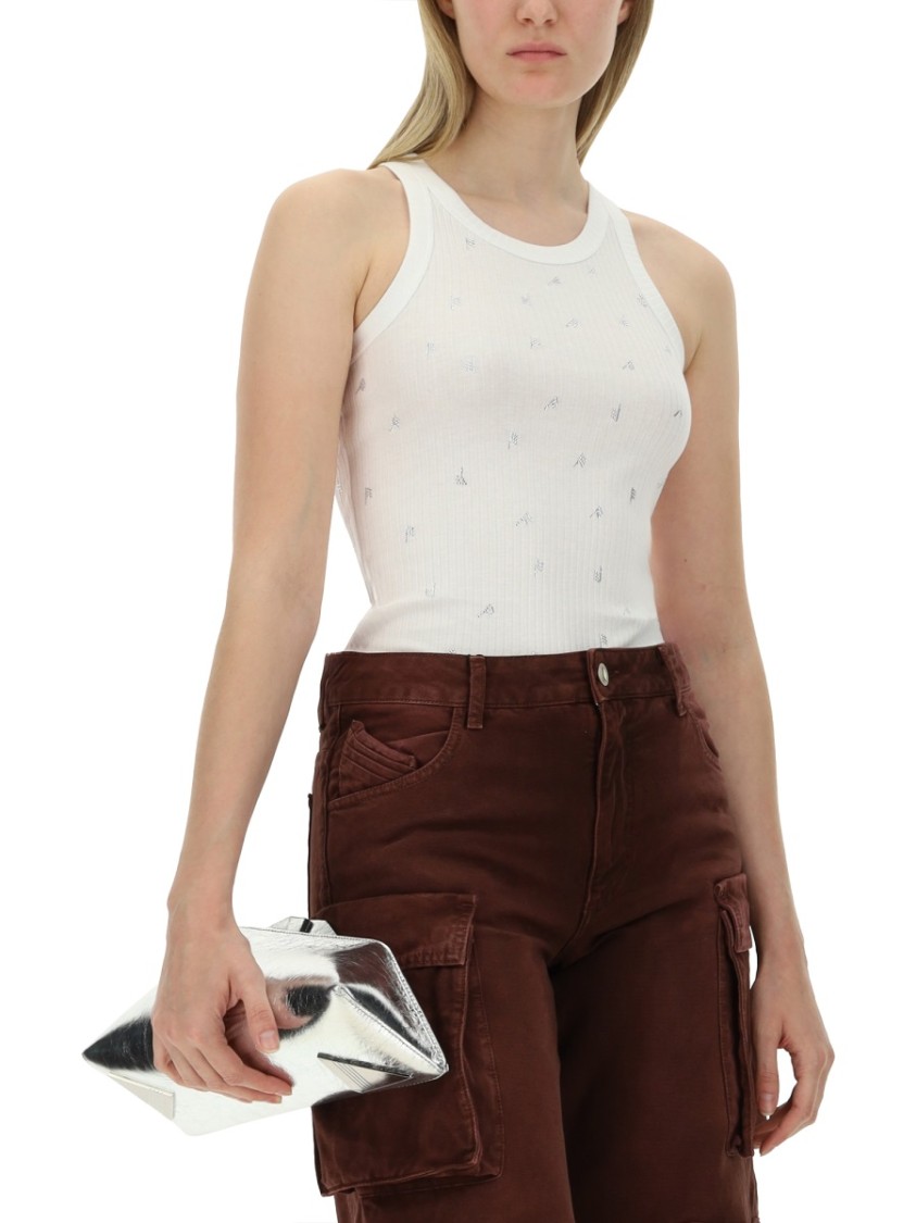 Attico Tank Top In White Cotton In White