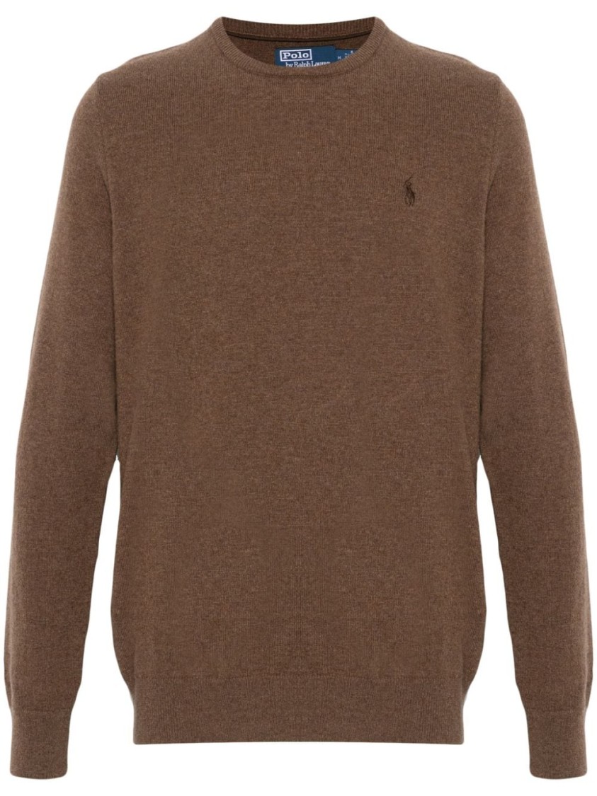 Shop Polo Ralph Lauren Classic Wool Sweater With Design And Fit In Grey