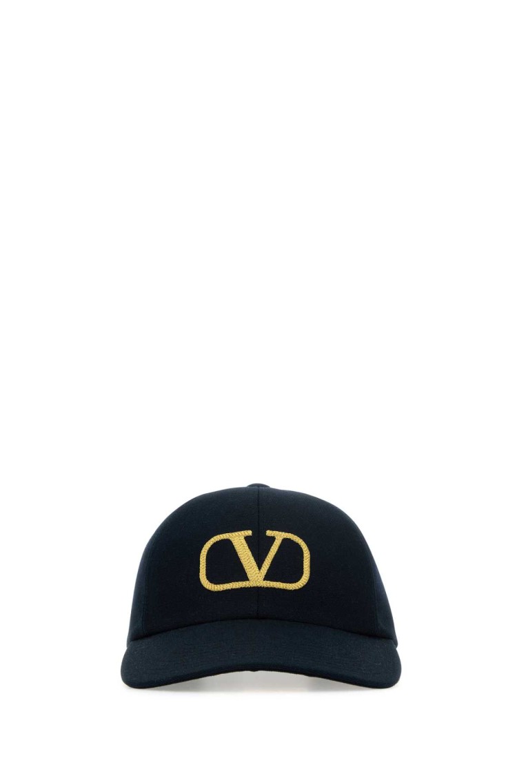 Valentino Garavani Structured Black Cotton Baseball Cap With Prominent Logo
