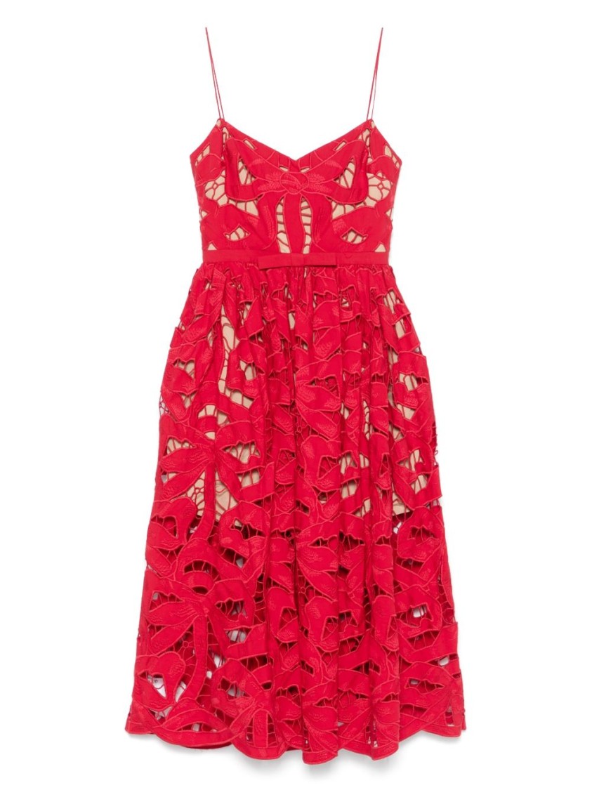 Self-portrait Intricate Cut-out Midi Dress With Removable Belt In Pink