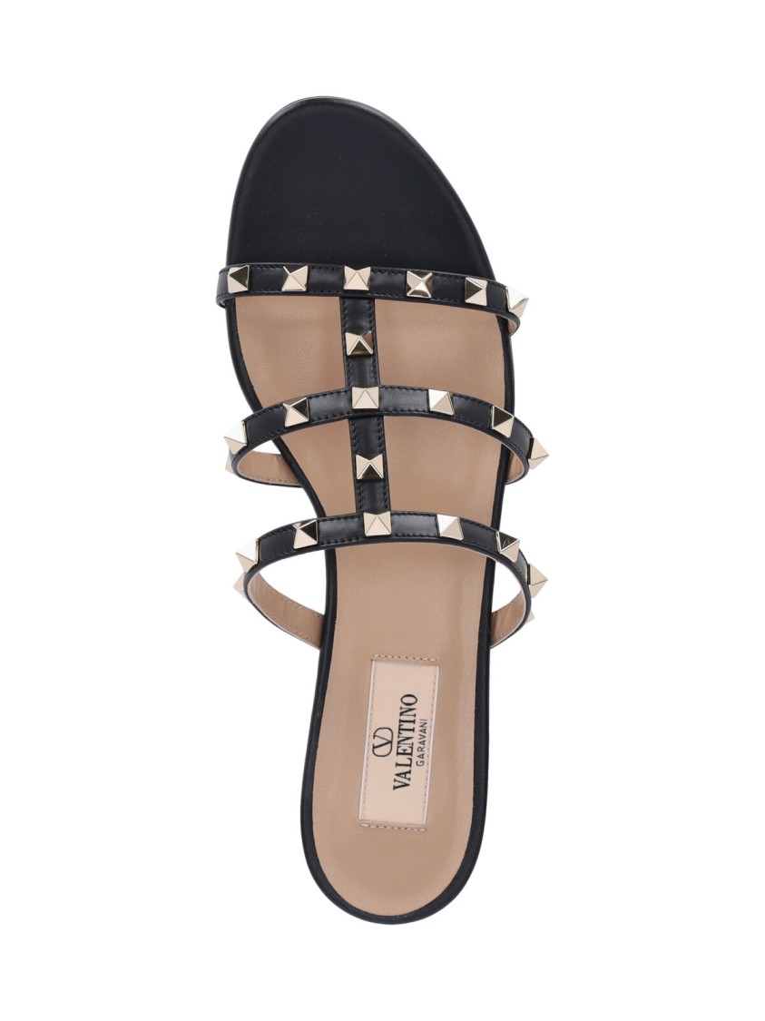 Shop Valentino Garavani Rockstud' Slide Sandals – Black