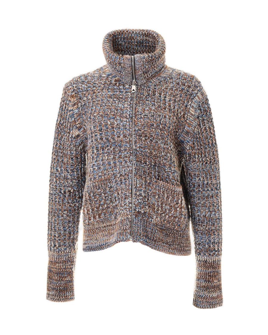 Paul Smith Textured Knitted Zip-up Cardigan In Brown