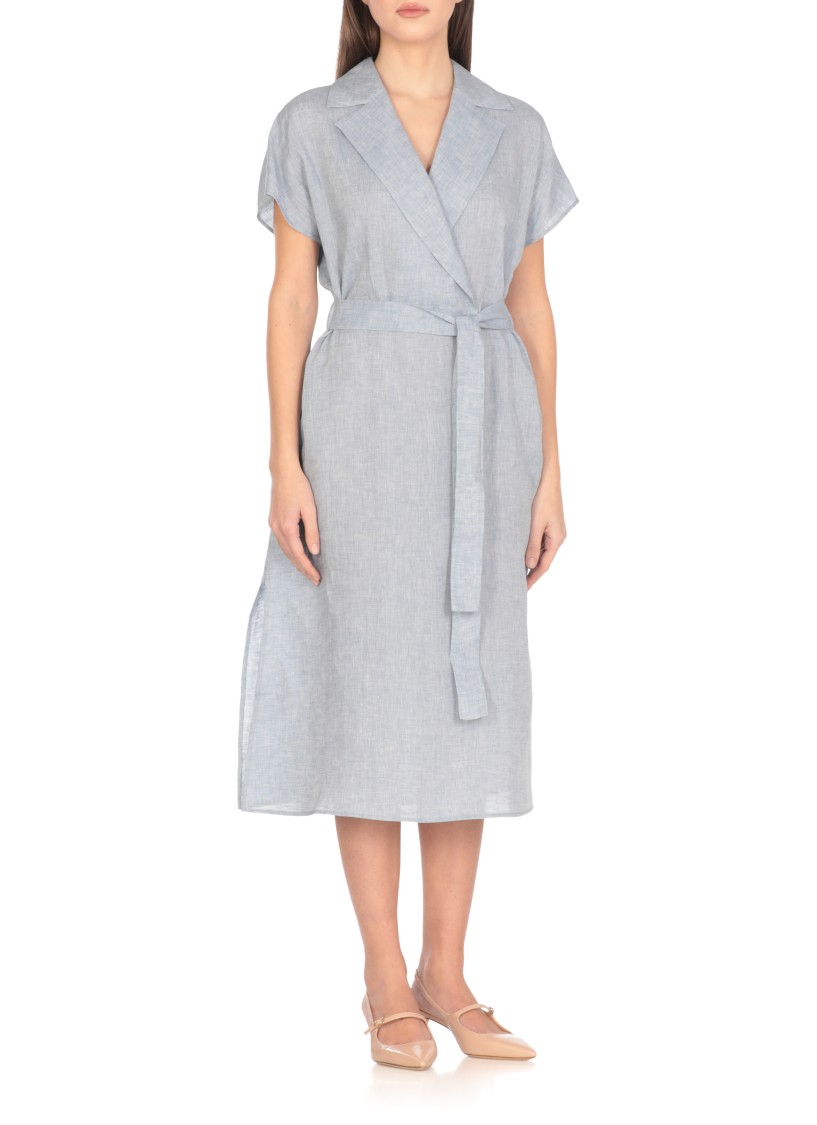 Shop Peserico Light Blue Linen Dress