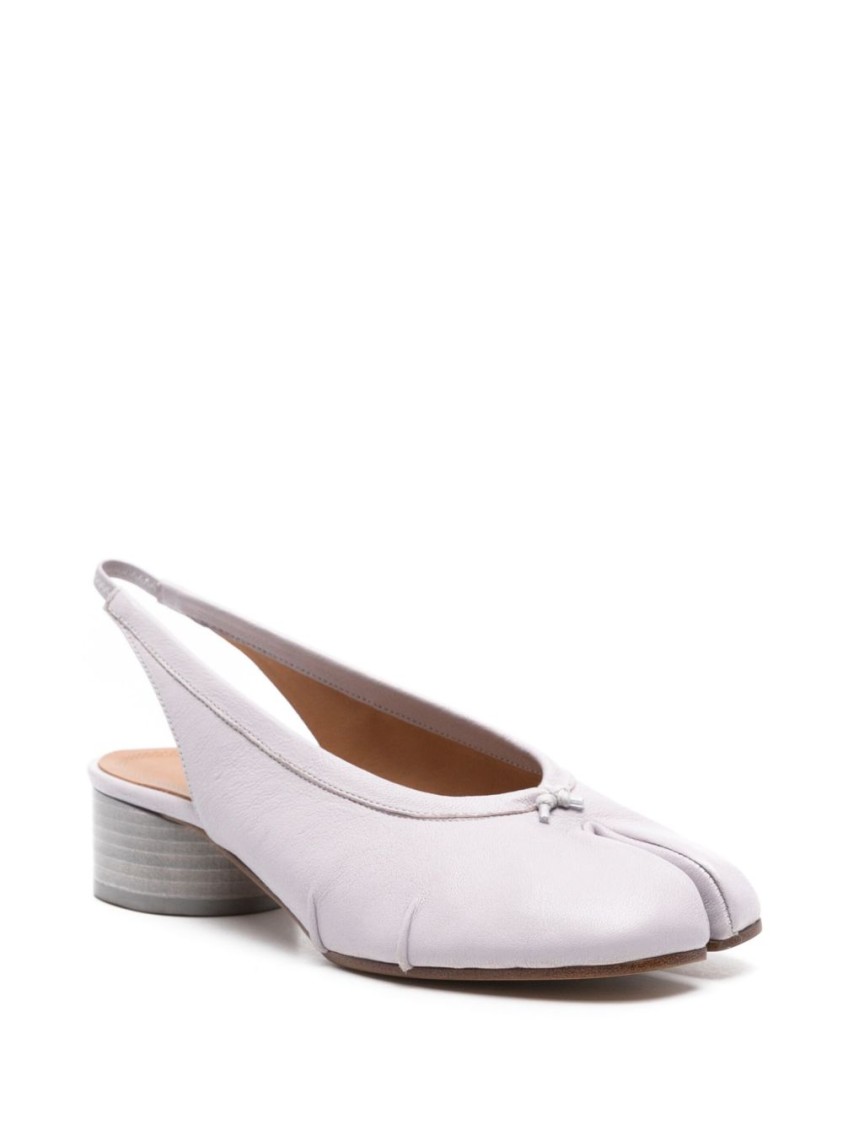 Maison Margiela Leather Slingback Tabi Flats In White