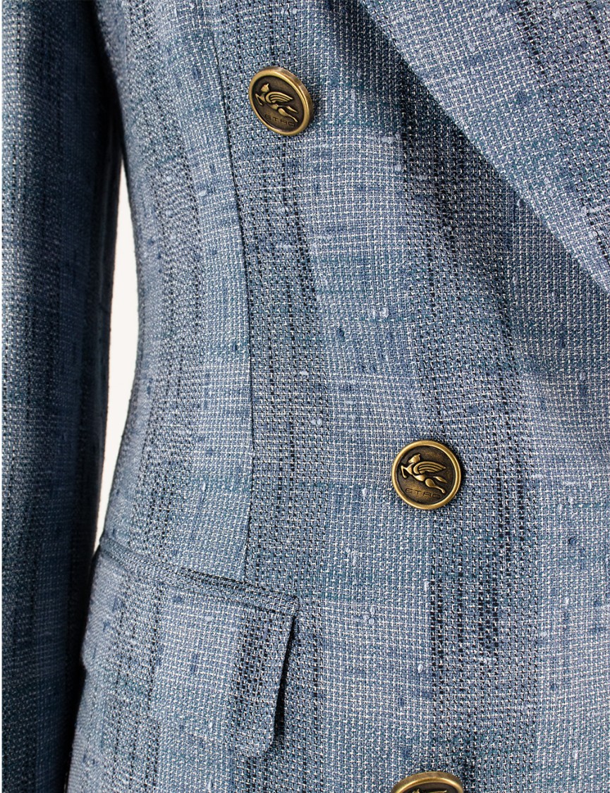 Etro Tailored Double-breasted Jacket With Peaked Lapel And Embossed Buttons