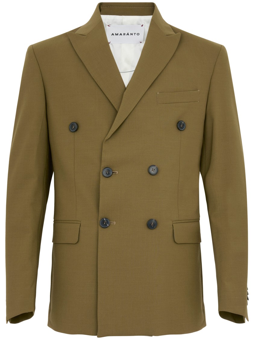 AMARANTO AMARANTO DOUBLE-BREASTED TAILORED AMARANTO GREEN JACKET 