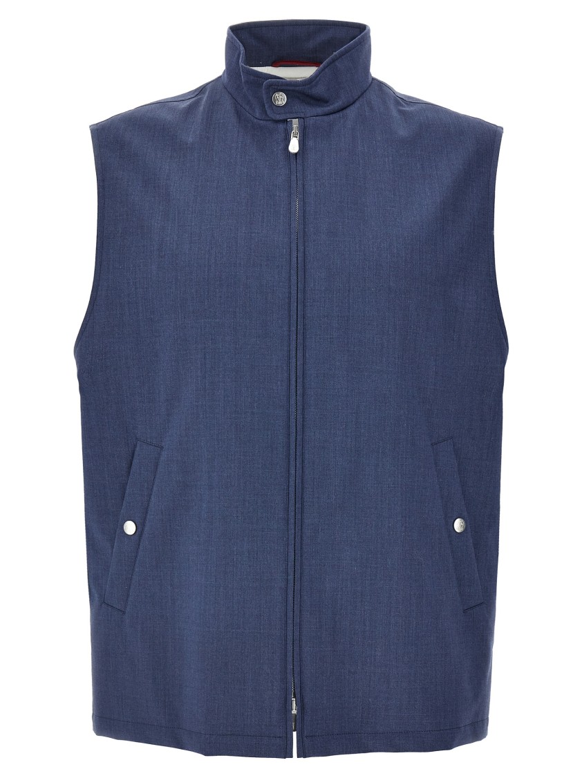 Brunello Cucinelli Wool Vest With Sleeveless Design And Button Accents