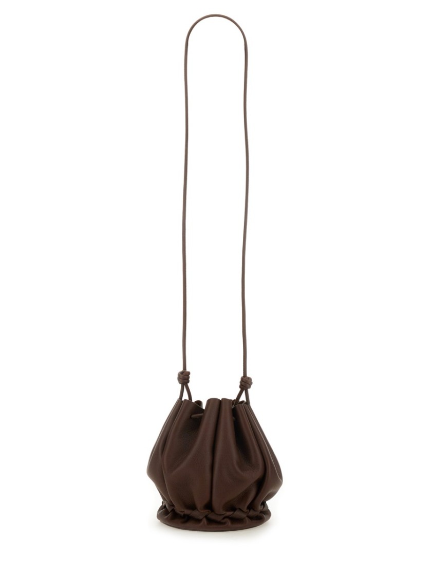 Shop Hereu Soft Gathered Brown Calf Leather Molina Bag