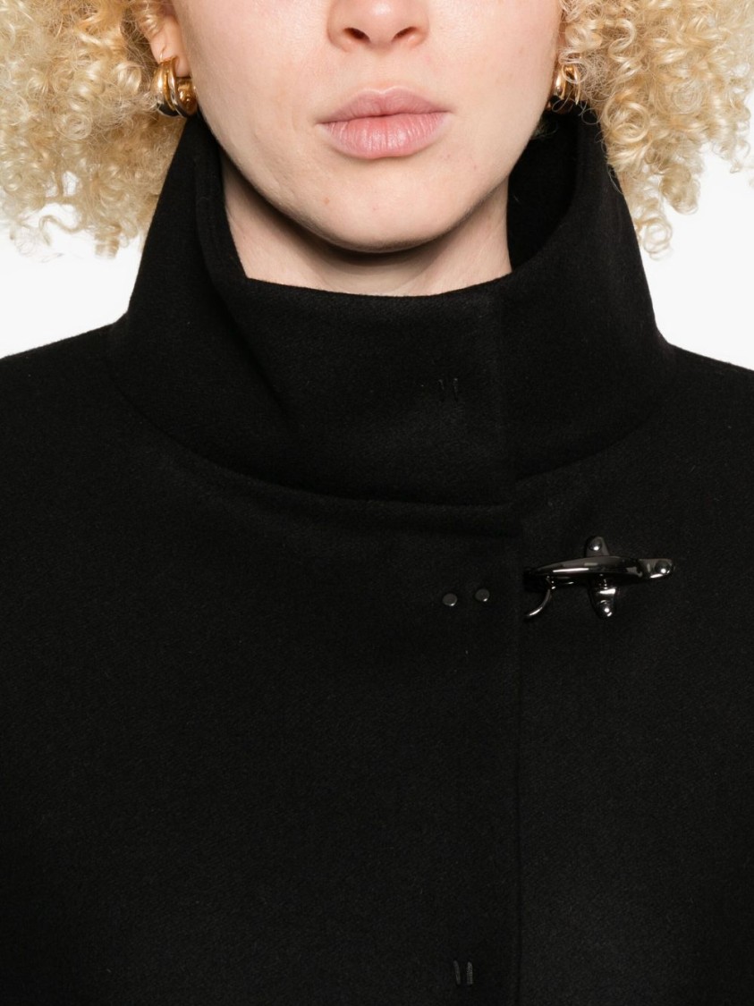 Fay Structured Black Jacket With High Collar In Black