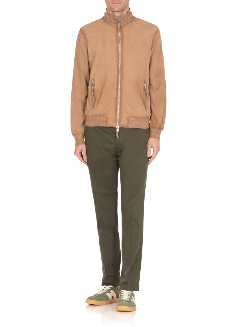 The Jack Leathers Beige Quentin Perfo Leather Jacket In Brown