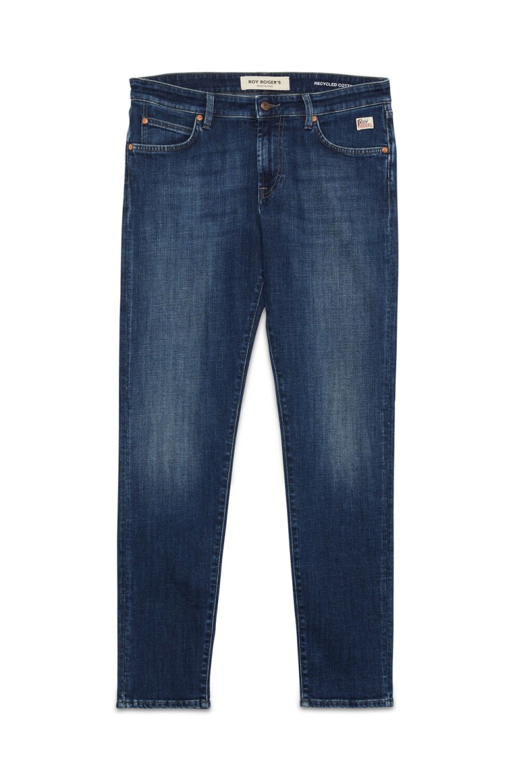 Roy Rogers Slim Fit Rinse-wash Denim Jeans With Medium Waistband And Logo Detailing In Black