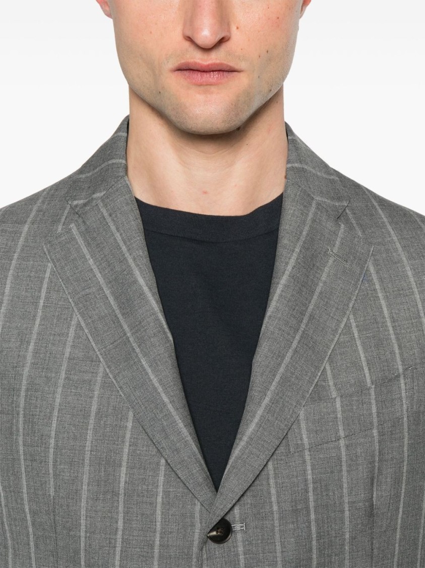 Drumohr Tailored Grey Virgin Wool Pinstripe Suit With Single-breasted Blazer