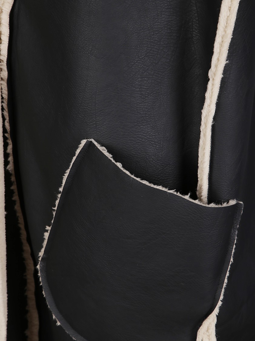 Stefano Mortari Long Sheepskin-effect Vest In Synthetic Material In Black