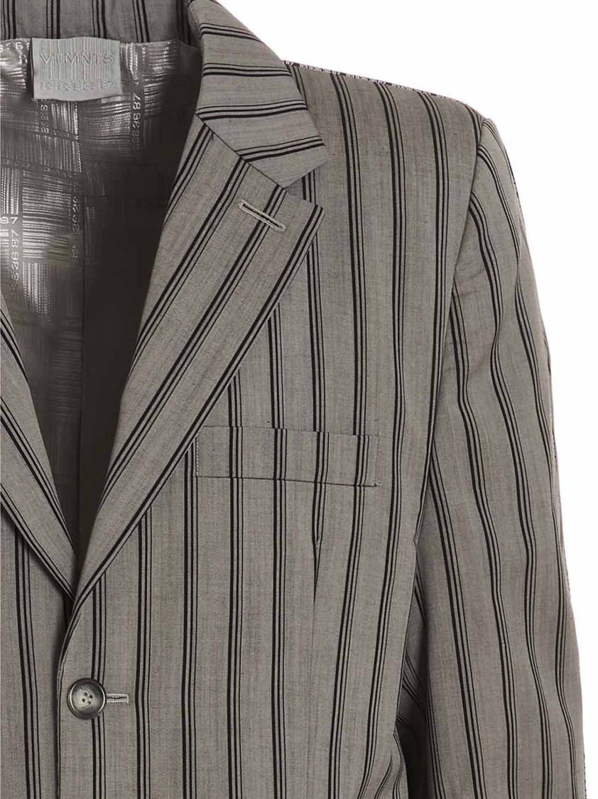 Vtmnts Striped Long Coat Chest Pocket In Gray