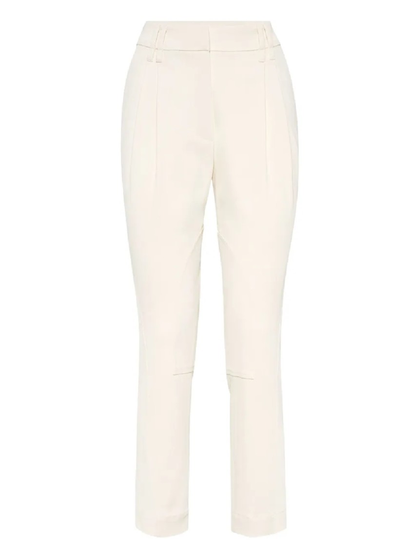 Brunello Cucinelli Tailored High-waist Pants With Subtle Pleats In Neutral
