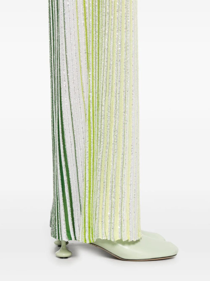 Missoni Vertical Stripe Pants With Pleated Texture In White